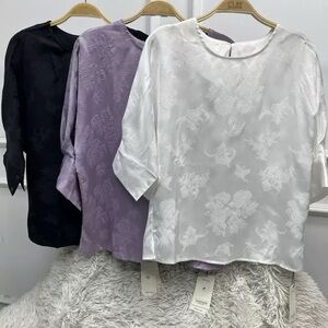 Chic Women's Floral Blouses - Black, Lavender, White